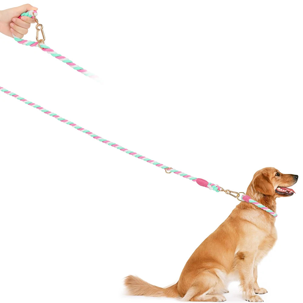 Guia Colorida para Cães — Algodão, Fivela Metálica e Plaquinha Personalizável
