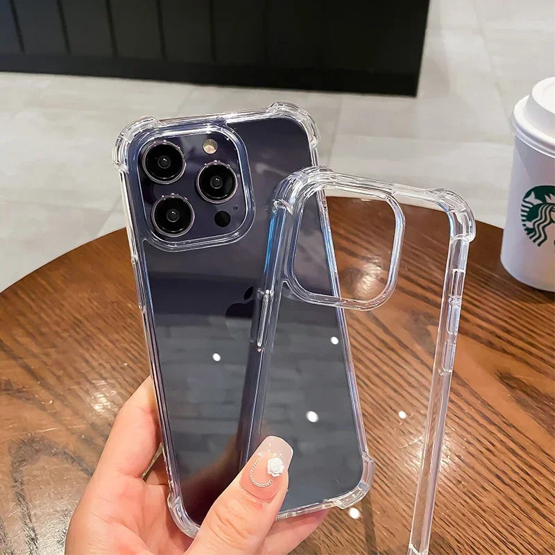 Air-Bag Shockproof Silicone Transparant Case For iPhone 17 16 15 Plus 11 12 13 14 Pro Max Mini X Xs XR 7 8 Plus Clear Back Cover