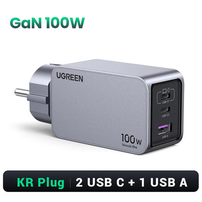 Carregador UGREEN 100W GaN — USB-C QC 4.0 | MacBook, iPhone 17 e Tablet