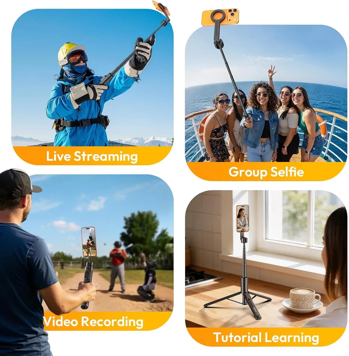 Tripé Magnético Ulanzi SK26 113cm — Selfie Stick MagSafe para iPhone 17 Pro