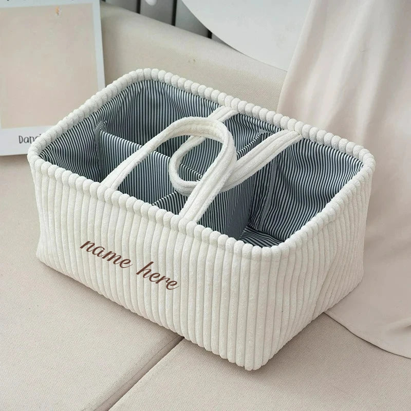 Customized Name Baby Diaper Bag Infant Nursery Basket Portable Mom Bag for Changing Table & Car Baby Shower Gift for Boy & Girl