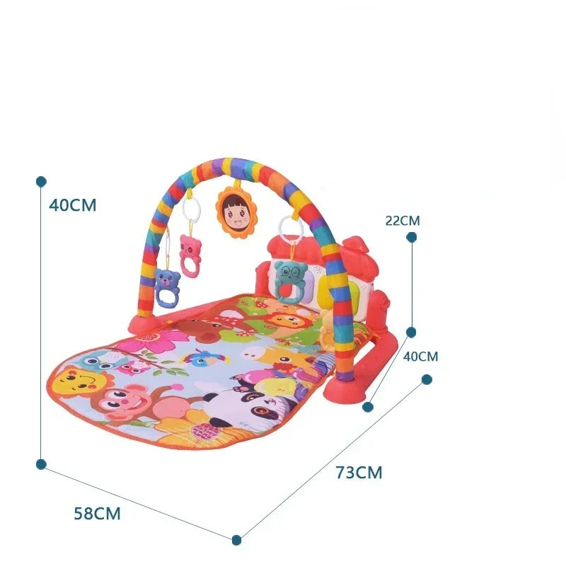 Baby Toys Pedal Piano Toy Music Fitness Rack Newborn Fitness Equipment Game Mat Prone Time Activity Gymnastics Mat 0-1 Years Old