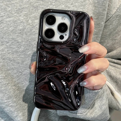 Luxury Electroplate Silvery 3D Wrinkle Phone Case For iphone 17 16 15 14 13 11 12 Pro Max 17Air Purple Water Ripple Soft Cover