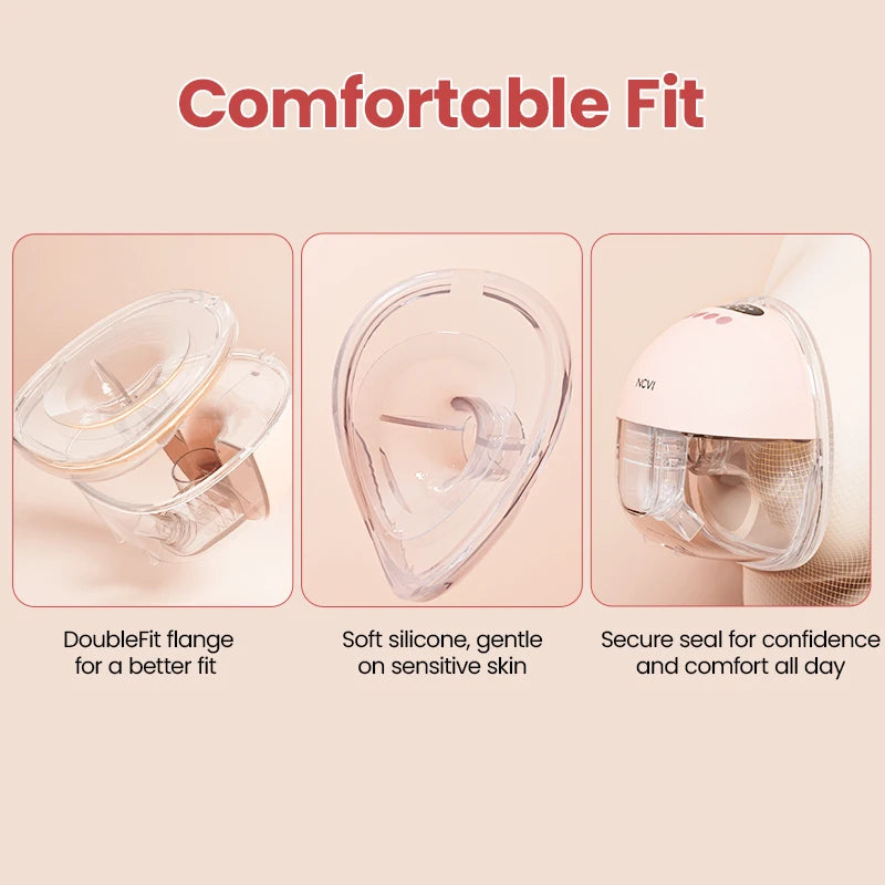 NCVI Electric Breast Pump,Hands-Free for Breastfeeding Pump, Ultra-Quiet Portable Wireless Pump, 3 Flange Sizes(19/21/24mm)