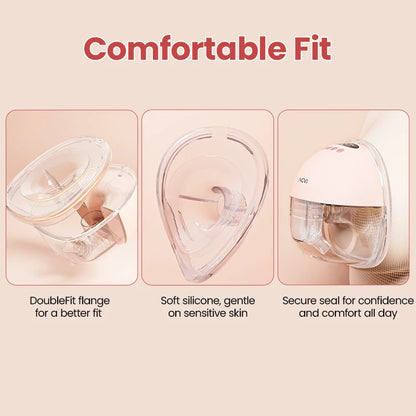 NCVI Electric Breast Pump,Hands-Free for Breastfeeding Pump, Ultra-Quiet Portable Wireless Pump, 3 Flange Sizes(19/21/24mm)