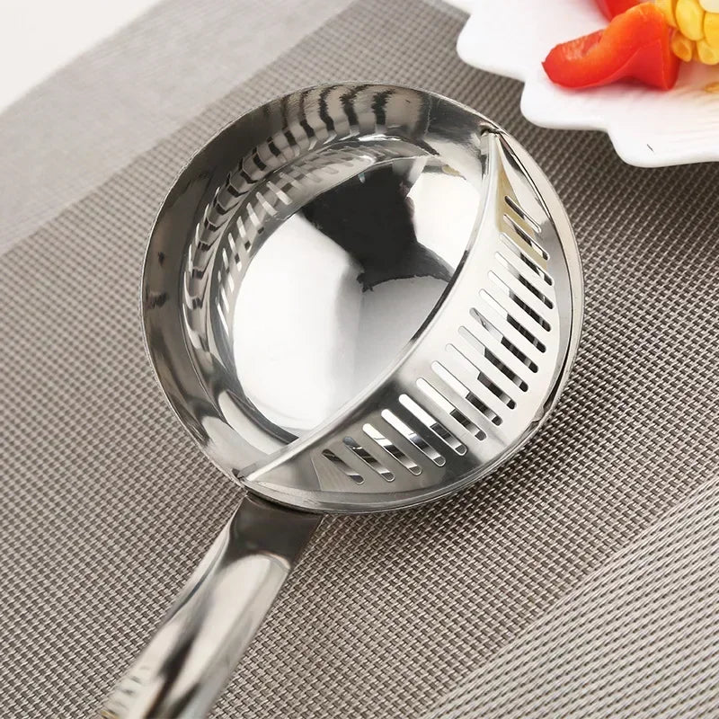 Concha de Sopa 2 em 1 com Cabo Longo e Coador Removível — Aço Inox
