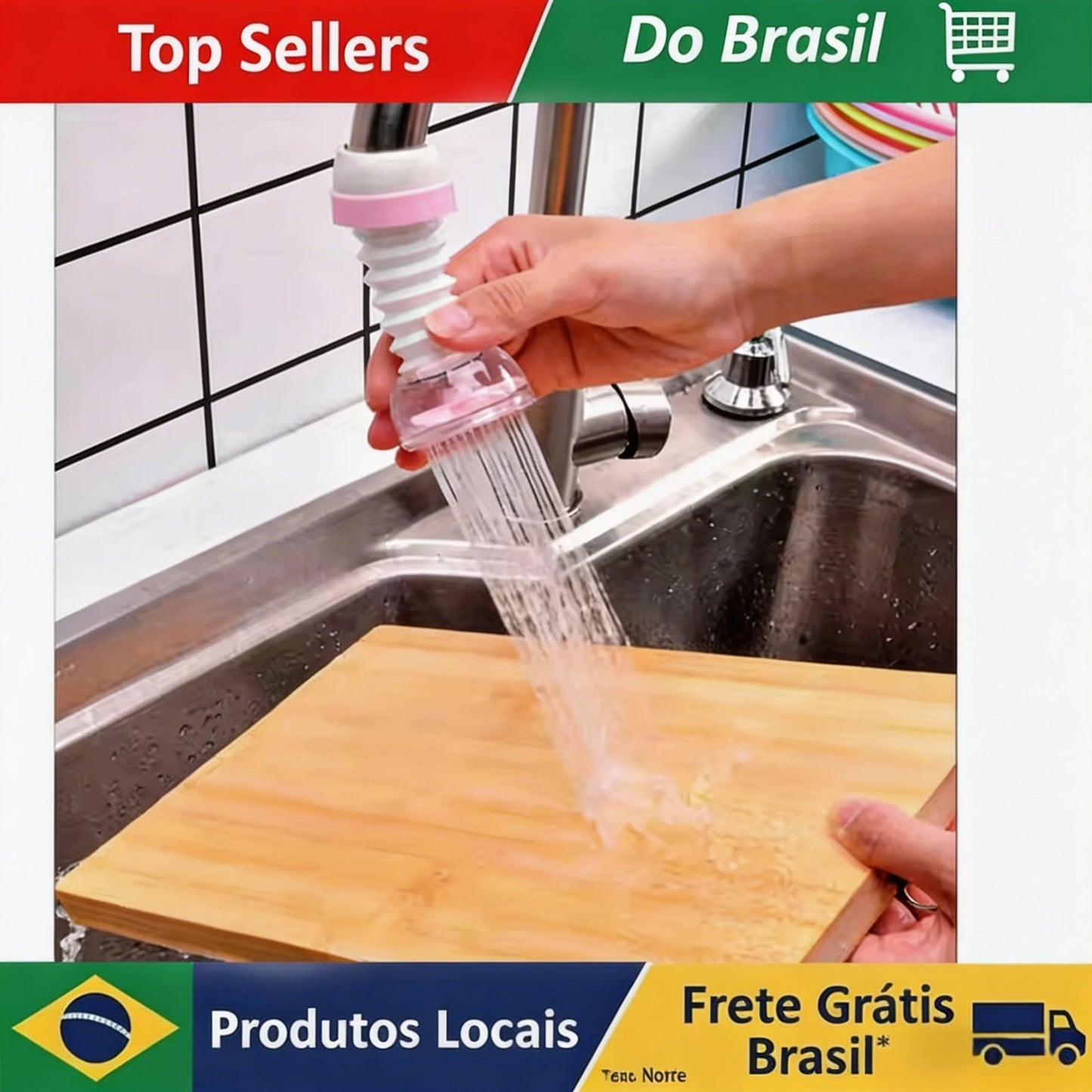 Extensor de Torneira com Filtro e Economia de Água — Retrátil para Cozinha e Banheiro