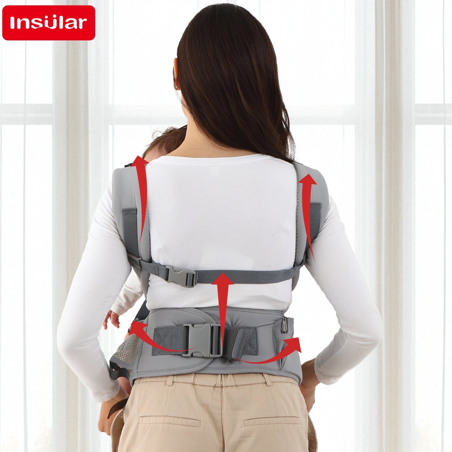 Baby Carrier Front-Facing with Waist Stool, Hip Seat, Extra Storage Pockets, and Breathable Design for Newborns
