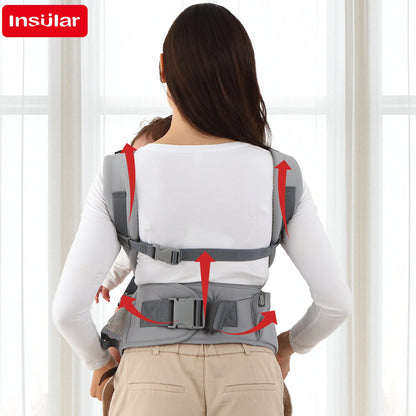 Baby Carrier Front-Facing with Waist Stool, Hip Seat, Extra Storage Pockets, and Breathable Design for Newborns