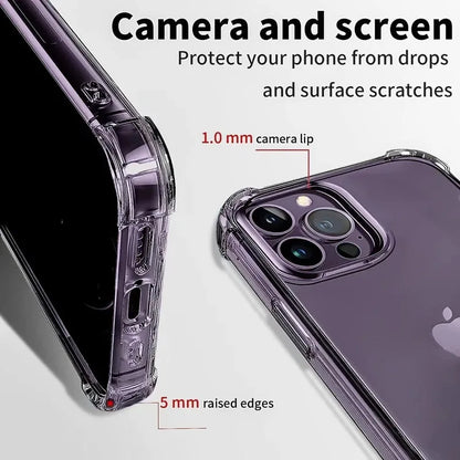 Air-Bag Shockproof Silicone Transparant Case For iPhone 17 16 15 Plus 11 12 13 14 Pro Max Mini X Xs XR 7 8 Plus Clear Back Cover