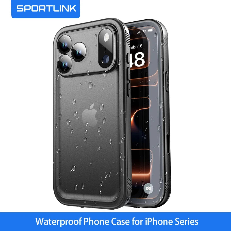 Capa À Prova d’Água SPORTLINK IP68 para iPhone 7 ao 17 Pro Max — Proteção 360°