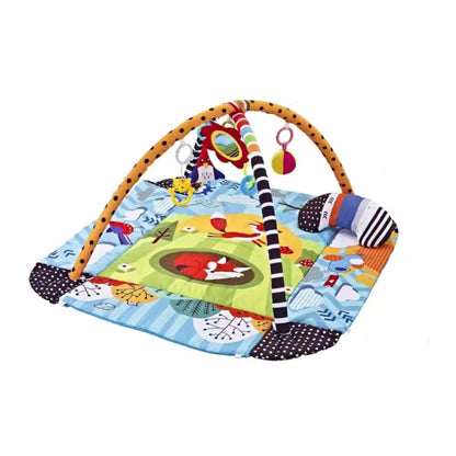 4 in 1 Baby Gym Tummy Time Play Mat Foldable Baby Play Gym with Mirror & Pillow Thickened Gym for Babies 0-36 M Educational Toy