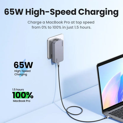 Carregador UGREEN 65W GaN — USB-C QC 4.0 | iPhone 17, MacBook e Tablet