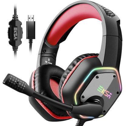 EKSA E1000 Wired Gaming Headphones  Esports Headset  7.1 Surround Sound  Hyperclear Cardioid Mic  For PS4 PS5 Xbox Laptop
