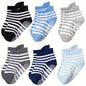 6 pairs of boys and girls' anti slip socks with cute cartoon animal patterns, comfortable and breathable baby floor socks