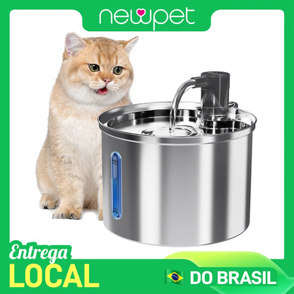 Bebedouro Automático para Gatos e Cães Newpet 3L — Aço Inox, Silencioso, com Filtro
