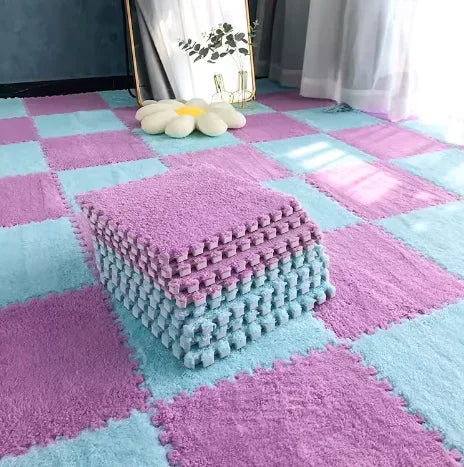 Puzzles Carpet Soft Plush Mat Baby Play Mat Baby Toys in Children's Room Keep Warm Anti-slip Home Decor Rugs 30*30*1CM