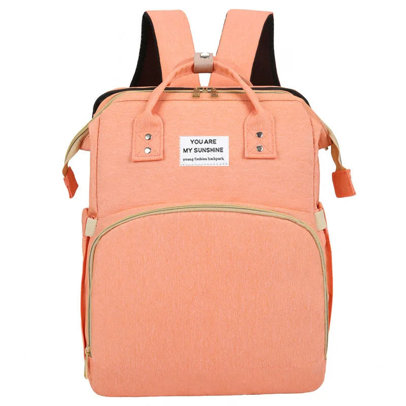 Portable folding crib, mommy bag, multi-functional, light and large-capacity leisure, double shoulder mother and baby bag.