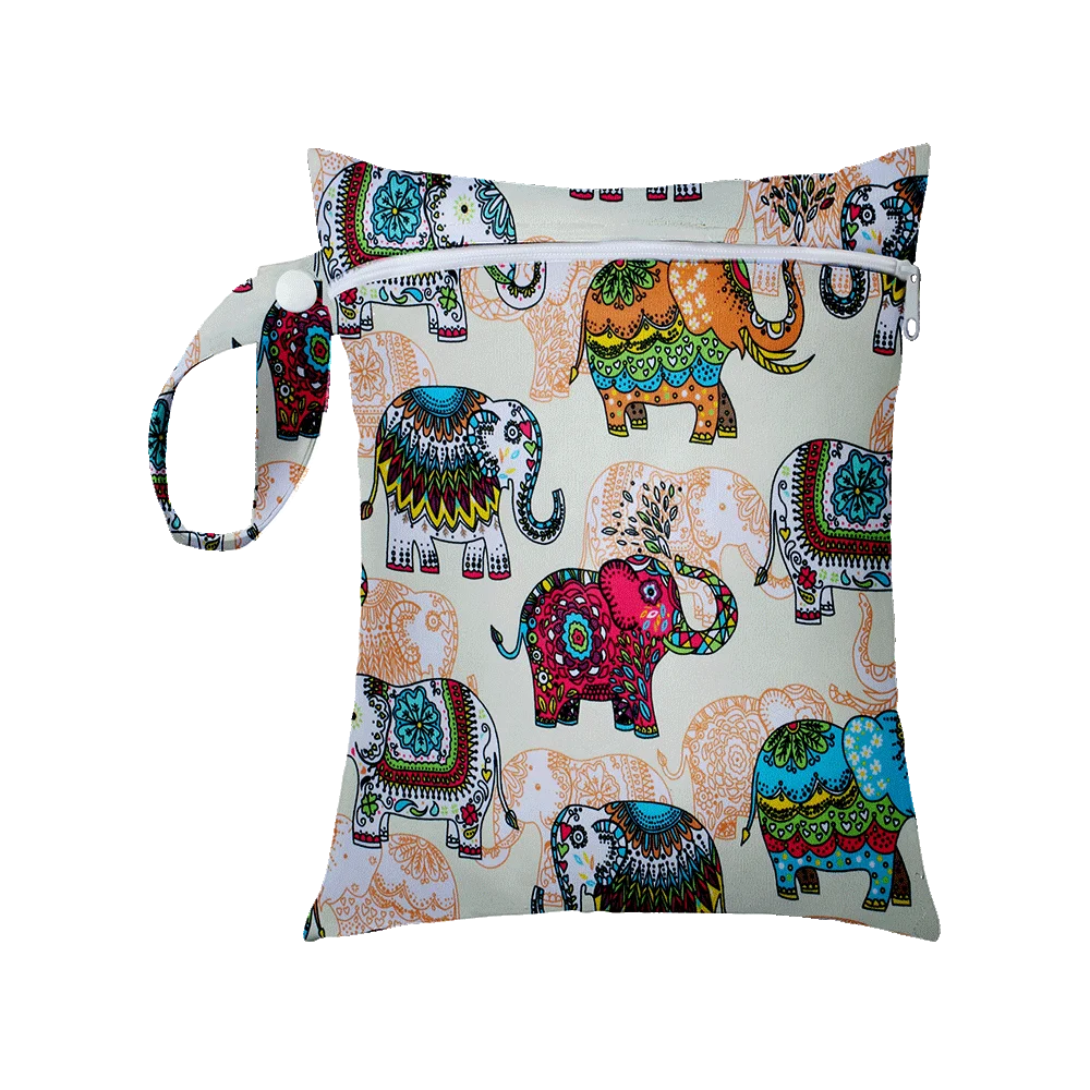 Mini Size 25x20cm Diaper Bag Waterproof Reusable Mummy Bag Printed Pocket Nappy Bags PUL Travel Wet Dry Bags Purple Color
