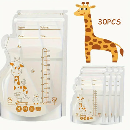 30 Pieces 250ml Milk Freezer Bags Mother Milk Baby Food Storage Breast Milk Storage Bag BPA Free Baby Safe Feeding Bags Feeding
