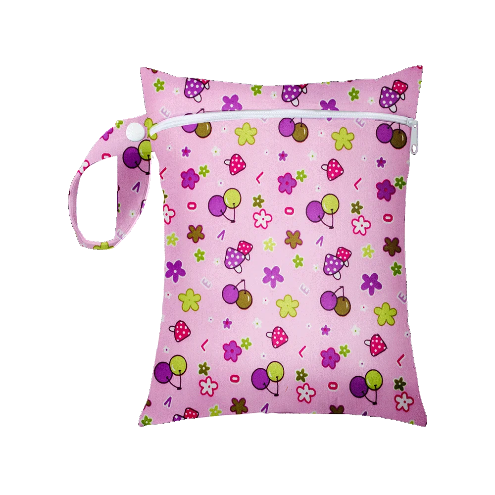 Mini Size 25x20cm Diaper Bag Waterproof Reusable Mummy Bag Printed Pocket Nappy Bags PUL Travel Wet Dry Bags Purple Color