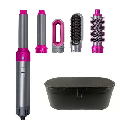 Kit 5 em 1 Secador e Pente Térmico Profissional — Prancha, Cachos e Styling
