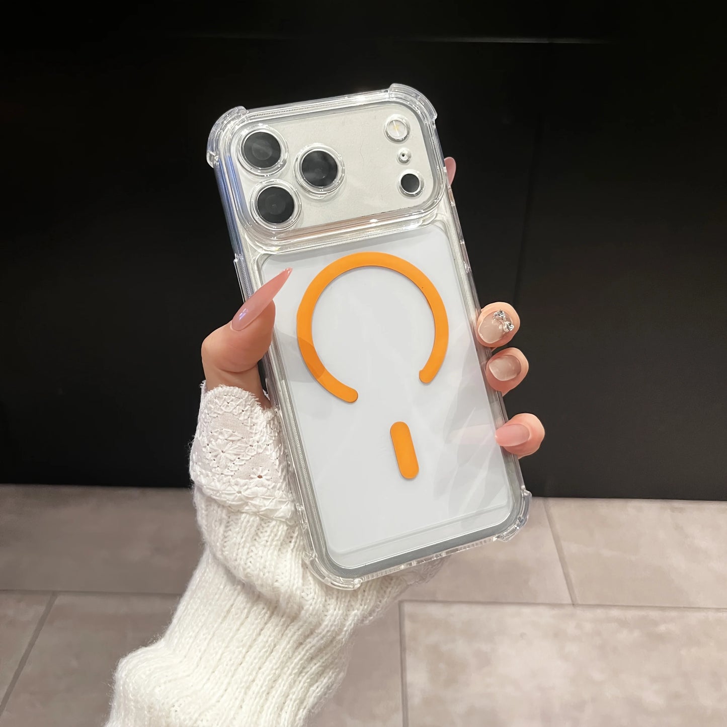Transparent Shock-Resistant Case with Reinforced Corners And Magnetic Charging Compatibility for Iphone 17 16 15 14 13 12 11