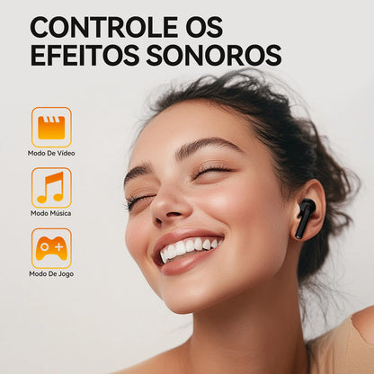 AURAFIT Ai Fones sem fio Acústica Concha & Bluetooth 5.3, 4 Mic ENC, 36h + Tela TFT 2,01" HD, ANC, Trad IA + APP, 512MB