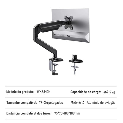 Suporte Articulado para Monitor 17-34" — Braço Articulado com Ajuste de Altura e Rotação