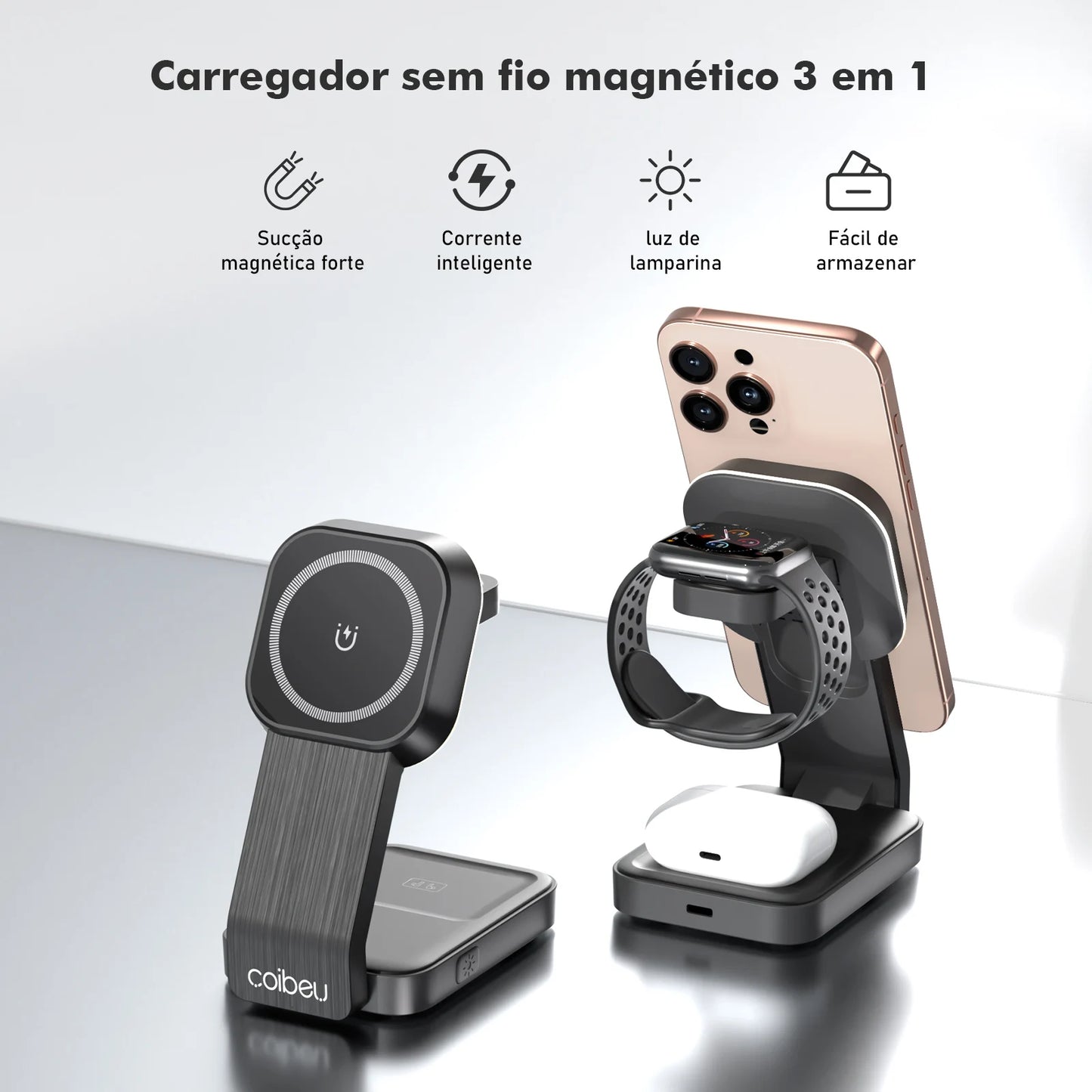 Carregador MagSafe Indução para iPhone — Magnético USB-C