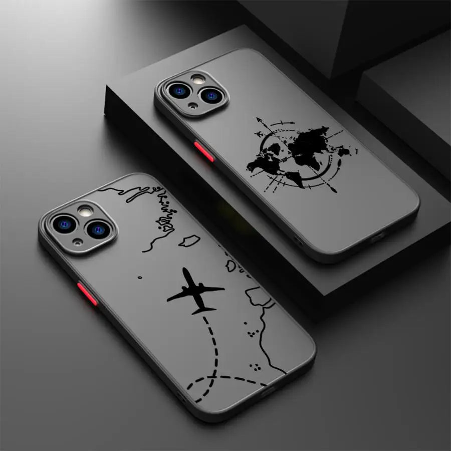 Line Airplane Topographic Back Phone Cover Case for iPhone 14 XS 7 8 15 Plus 13 Mini 16 Pro Max 12 17 Air 16e 11