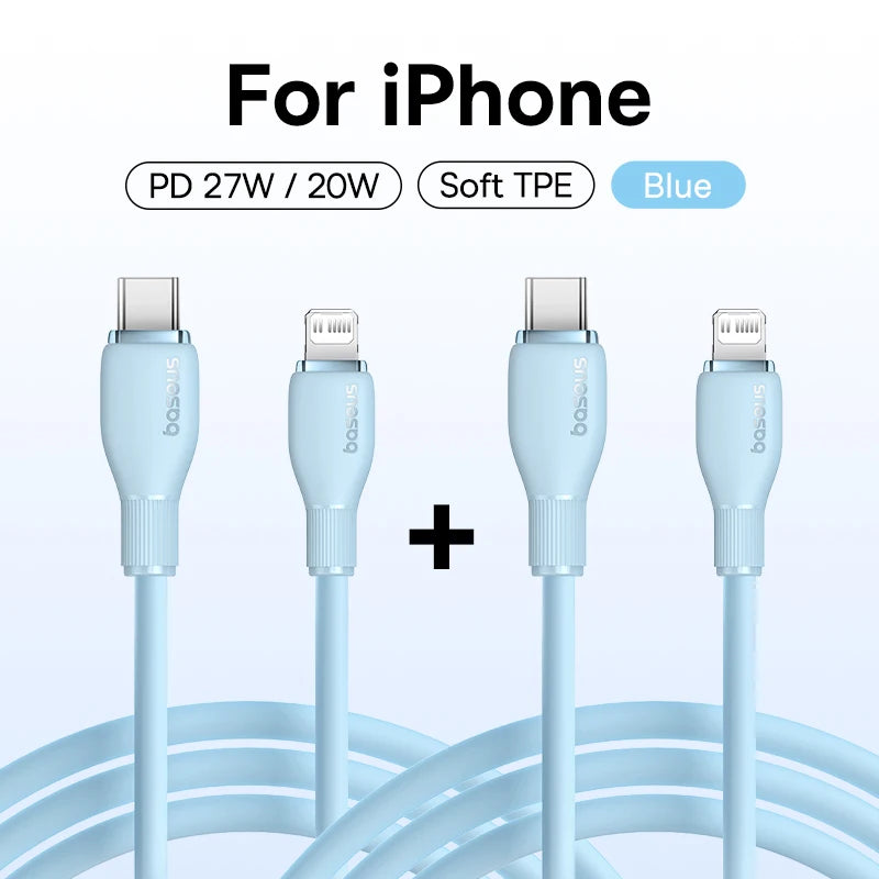 Cabo USB-C Baseus 20W — Carga Rápida para iPhone, iPad e MacBook | 1,2m ou 2m