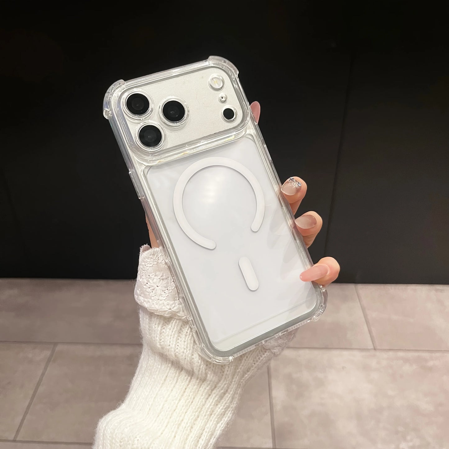 Transparent Shock-Resistant Case with Reinforced Corners And Magnetic Charging Compatibility for Iphone 17 16 15 14 13 12 11