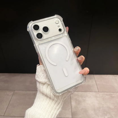 Transparent Shock-Resistant Case with Reinforced Corners And Magnetic Charging Compatibility for Iphone 17 16 15 14 13 12 11