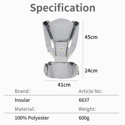 Baby Carrier Front-Facing with Waist Stool, Hip Seat, Extra Storage Pockets, and Breathable Design for Newborns