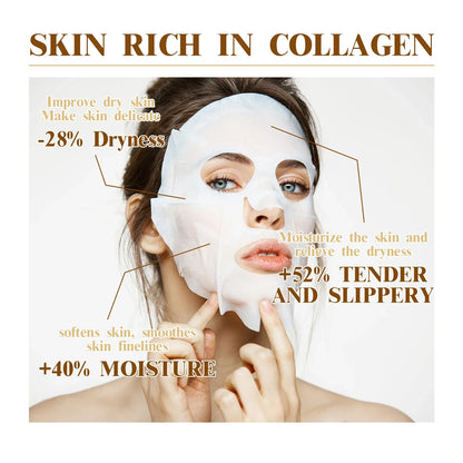 Máscara Facial de Colágeno Coreana 10 Unidades — Anti-Rugas, Firmeza e Hidratação