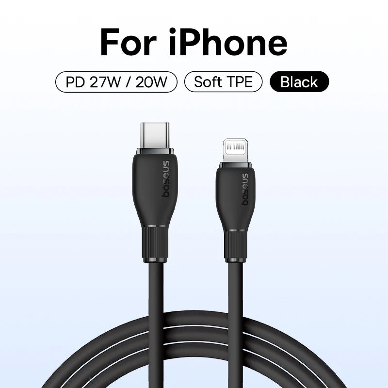 Cabo USB-C Baseus 20W — Carga Rápida para iPhone, iPad e MacBook | 1,2m ou 2m