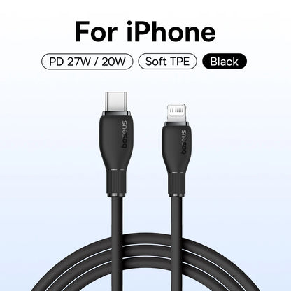 Cabo USB-C Baseus 20W — Carga Rápida para iPhone, iPad e MacBook | 1,2m ou 2m