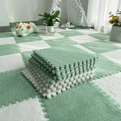 30*30cm Baby Soft Plush Puzzle Mat for Babies Made of EVA Foam Warm and Non-slip Protects Children From Falls and Slips