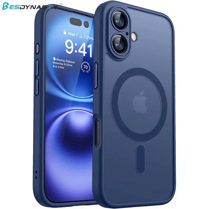 For Magsafe Magnetic Luxury Armor Shockproof Case For iPhone 17 16 15 14 13 Pro Max For Wireless Charge Matte Translucent Cover