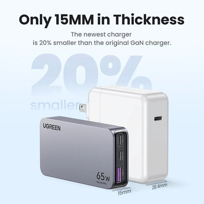 Carregador UGREEN 65W GaN — USB-C QC 4.0 | iPhone 17, MacBook e Tablet