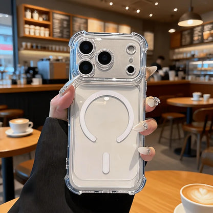 Transparent Shock-Resistant Case with Reinforced Corners And Magnetic Charging Compatibility for Iphone 17 16 15 14 13 12 11