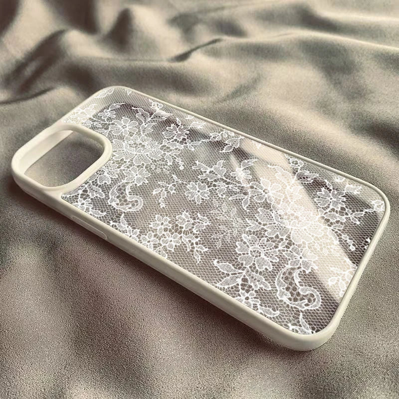 Vintage White Lace Floral Phone Case for iPhone 17 16 15 14 11 12 13 Pro Max 16E 17Air X XR XS 7 8 Plus SE 2022 Protective Cover