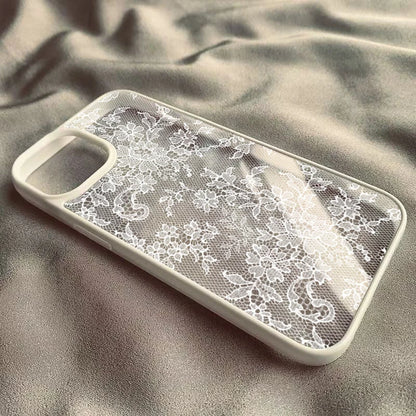 Vintage White Lace Floral Phone Case for iPhone 17 16 15 14 11 12 13 Pro Max 16E 17Air X XR XS 7 8 Plus SE 2022 Protective Cover