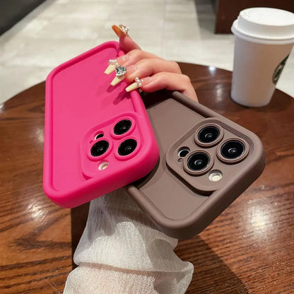 Premium Simple Solid Solor Soft Phone Case For iPhone 16e 16 Pro Max 15 14 Plus 13 12 Mini 11 Pro Shockproof Silicone Back Cover