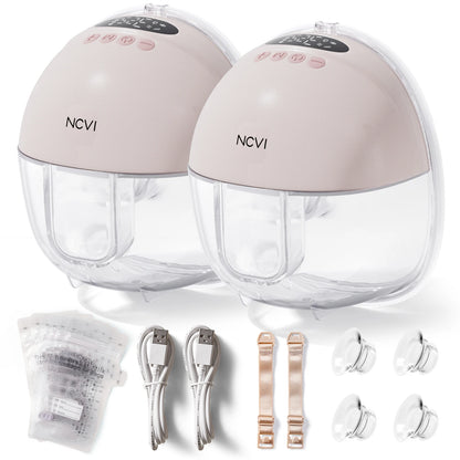 NCVI Electric Breast Pump,Hands-Free for Breastfeeding Pump, Ultra-Quiet Portable Wireless Pump, 3 Flange Sizes(19/21/24mm)