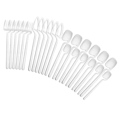 Conjunto de Talheres Preto Matte 24 Peças — Aço Inox 304 | Faca, Garfo e Colher