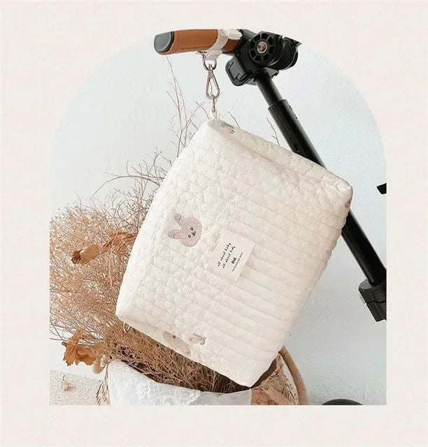 Portable Pram Nappy Bag for Stroller Baby Diaper Bags Caddy Organizer Embroidered Mommy Bag Babies Accessories