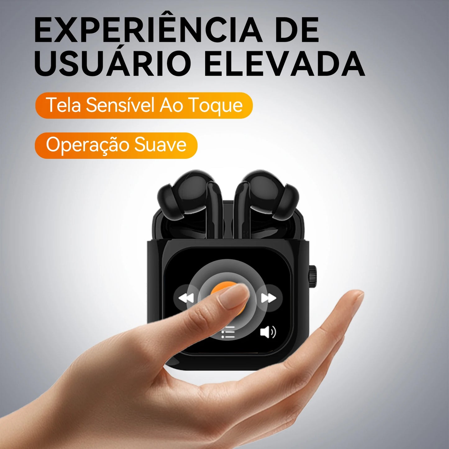AURAFIT Ai Fones sem fio Acústica Concha & Bluetooth 5.3, 4 Mic ENC, 36h + Tela TFT 2,01" HD, ANC, Trad IA + APP, 512MB