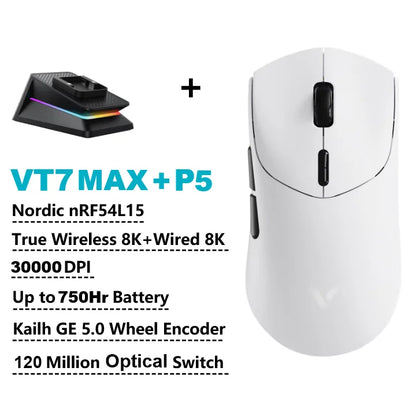 Mouse Gamer Sem Fio Rapoo VT7 MAX — 8K Polling Rate, 53g Ultraleve, 750h de Bateria